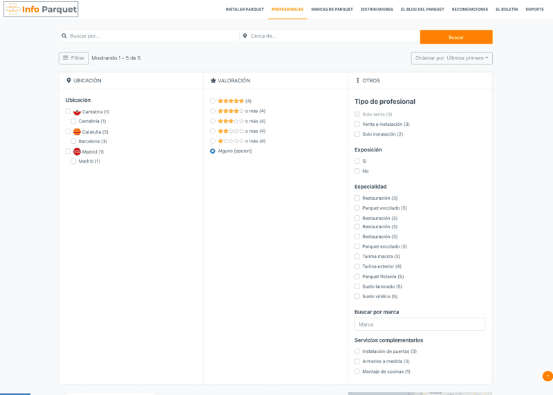 Filtros del directorio de l profesionales