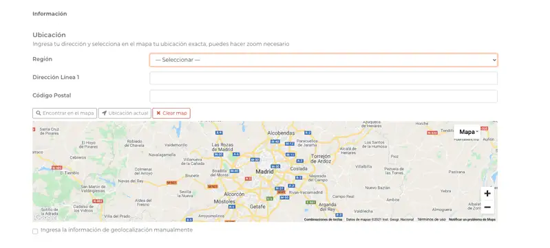Apartado de ubicacion del perfil