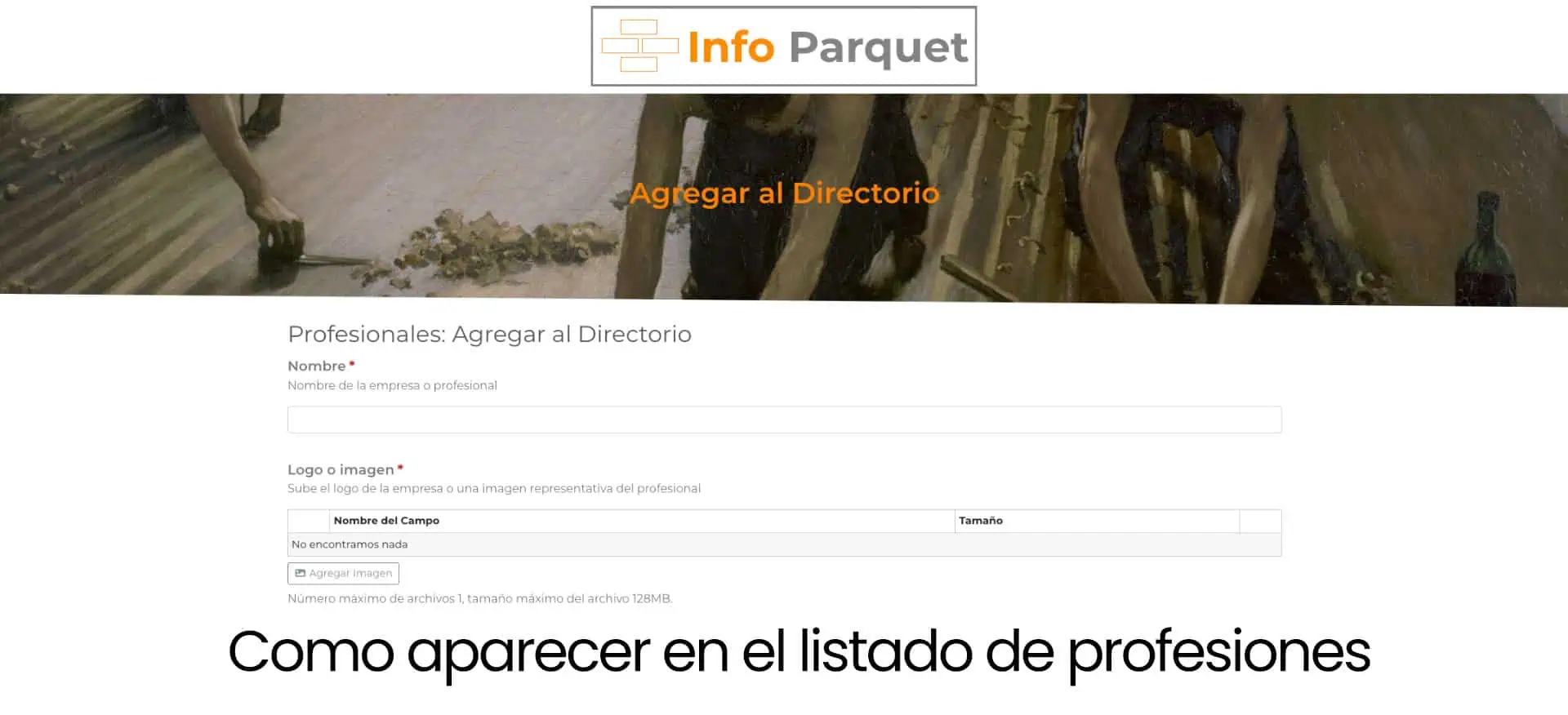 Como aparecer en el listado de profesiones