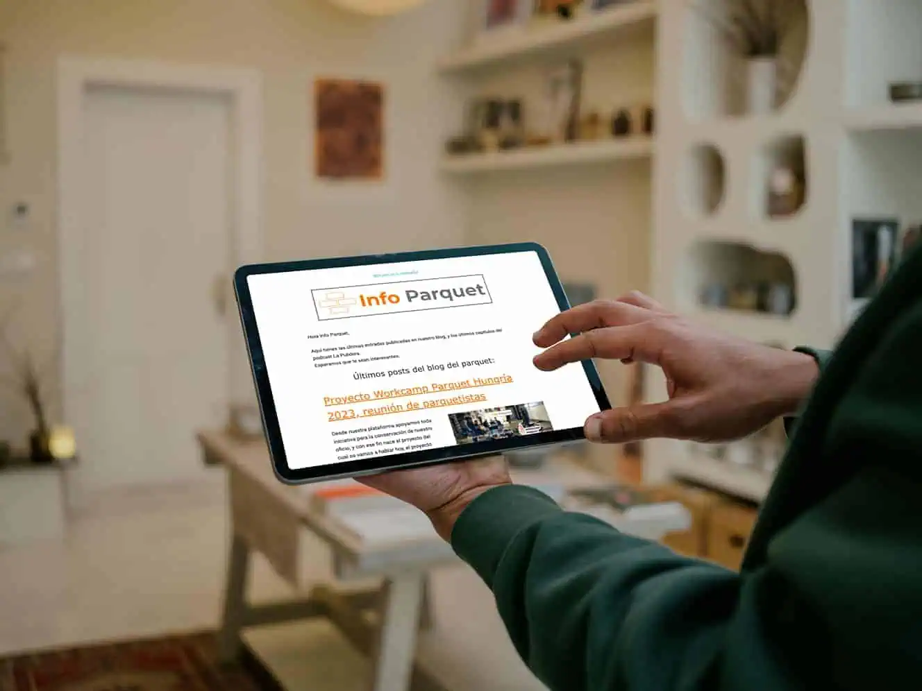 mockuuups man pointing on tablet mockup
