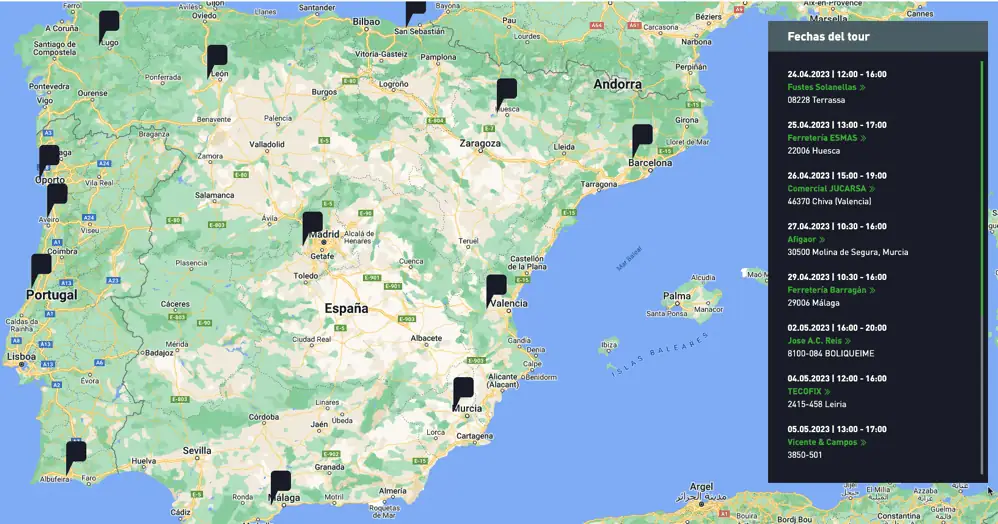 Mapa de eventos y fechas