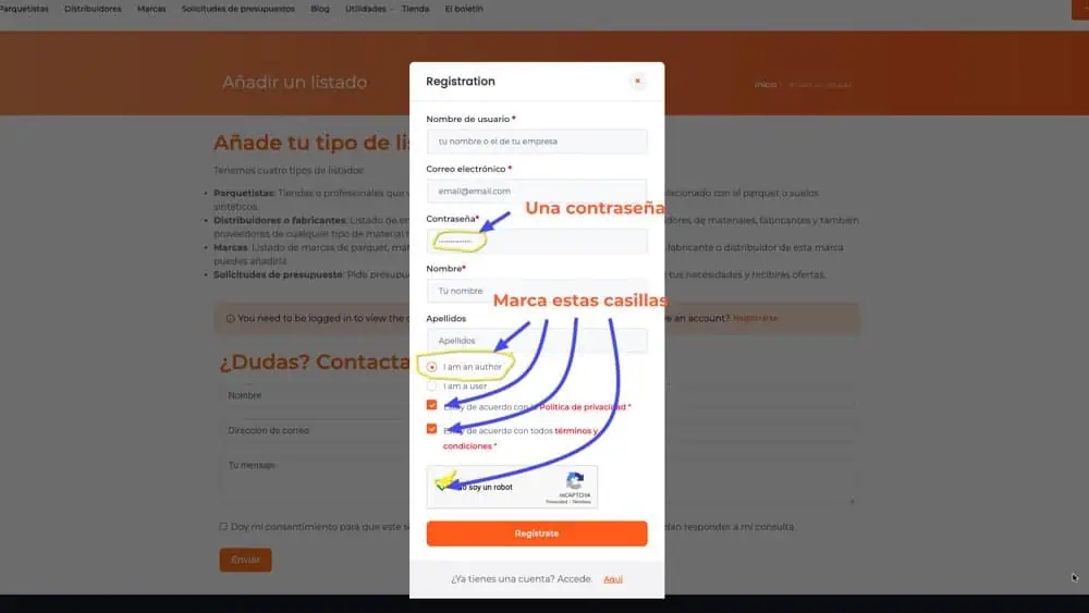 Formulario de registro