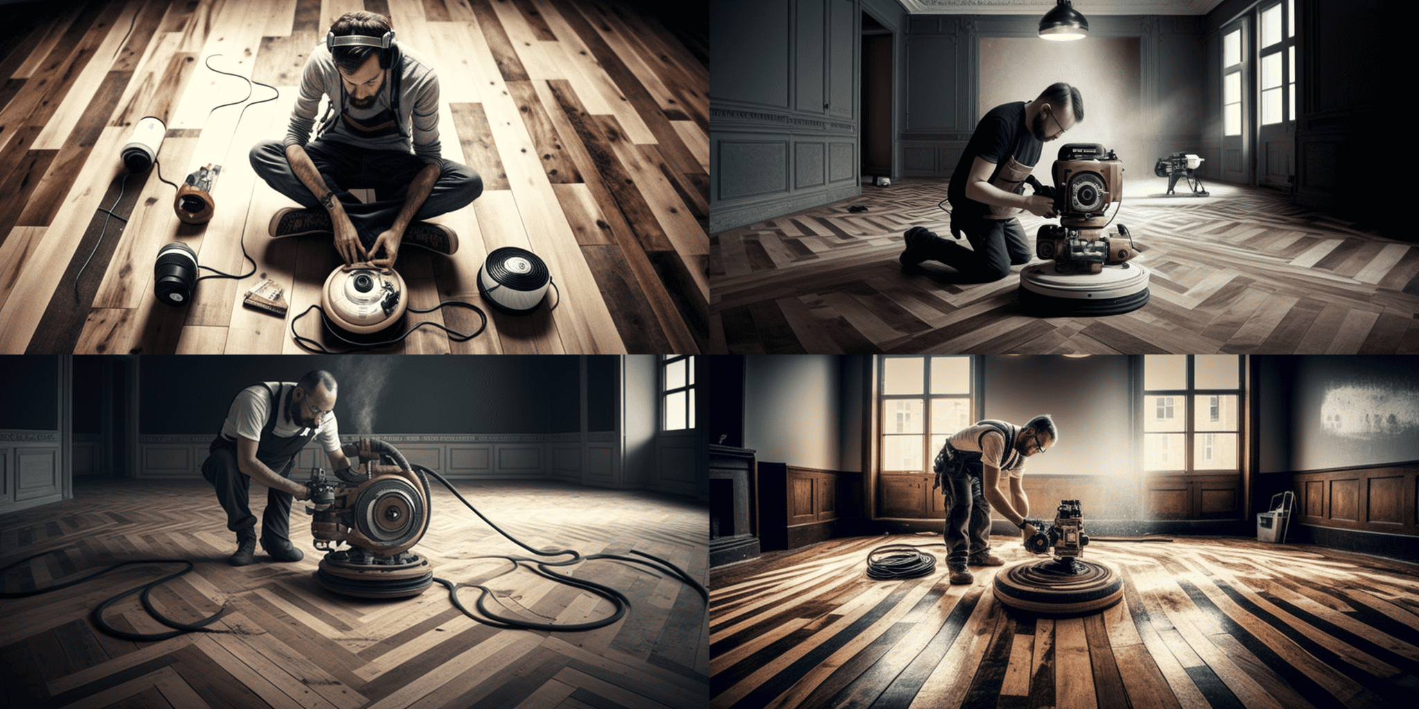 kevin34 man working on parquet with a belt polisher on wooden f 8dab472f 5bfb 400f 8ca8 7e608d016c45